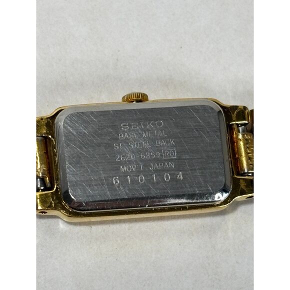 Seiko 2E20-6859 quartz gold and MOP vintage women\'s watch, working main image 4